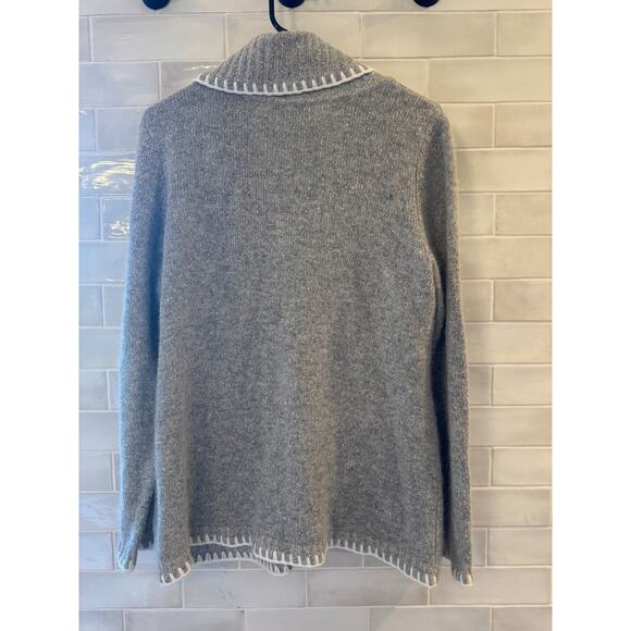 Christopher & Banks XL Gray Floral Cardigan Silk Rabbit Hair Blend - Picture 3 of 7